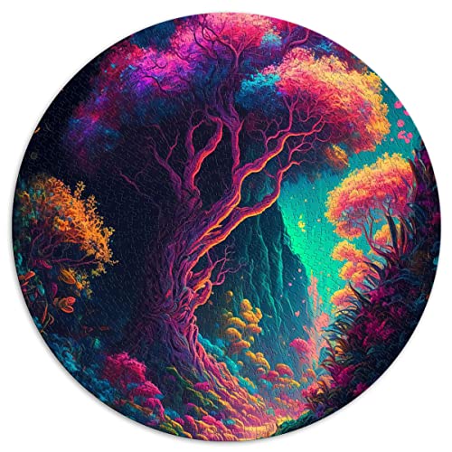 Puzzle 1000 Teile für Erwachsene Fantasy World Forest Circular Puzzles für Erwachsene und Kinder, Kartonpuzzles Interessante Stressabbau-Puzzles (Größe 67,5 x 67,5 cm) von CARGIS