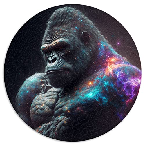 Puzzle für Erwachsene 1000 Teile Gorilla Puzzle Kinder Rundpuzzle für Kinder für Erwachsene & Kinder Papppuzzles Familienaktivität (Größe 67,5 x 67,5 cm) von CARGIS