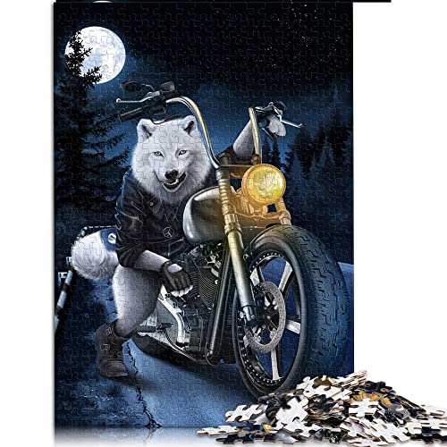 Puzzles 1000 Teile Polar Wolf Ride Motorrad Puzzles für Erwachsene Papppuzzles Puzzle Hands-on Game (Größe 26x38cm) von CARGIS