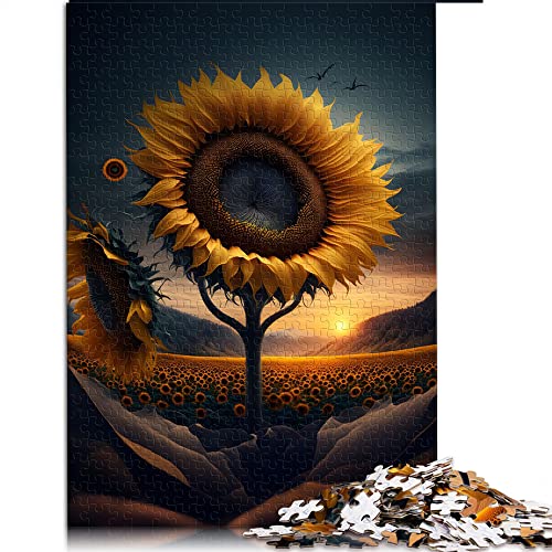 Puzzles 1000 Teile Sonnenaufgang Sonnenblume Puzzle Holzpuzzle Family Entertainment Toys (Größe 50x75cm) von CARGIS