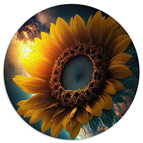 Puzzles 1000 Teile Universum Sonnenblume Kreative runde Puzzles für Erwachsene und Kinder, Kartonpuzzles Weihnachtspuzzlegeschenke (Größe 67,5 x 67,5 cm) von CARGIS