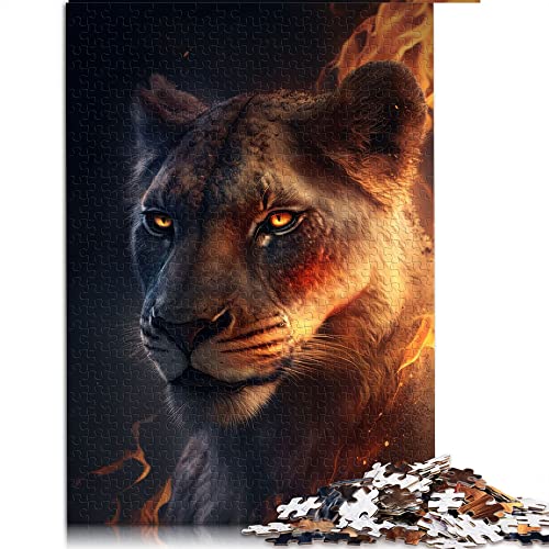 Puzzles 1000 Teile für Erwachsene Feuer Löwin Puzzles für Kinder Holzpuzzle Familienaktivität （Größe 50x75cm） von CARGIS