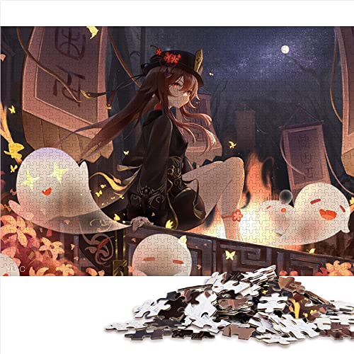 Puzzles 1000 Teile für Erwachsene Genshin Impact Hu Tao Puzzle für Erwachsene Papppuzzles Spielzeug Intellektuelles Spiel (Größe 26x38cm) von CARGIS