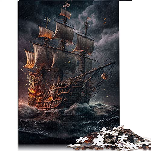 Puzzles 1000 Teile für Erwachsene Piratenschiff Puzzle für Erwachsene Holzpuzzle Spielzeug Wanddekoration (Größe 50x75cm) von CARGIS