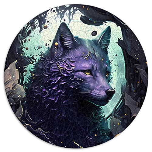 Puzzles für Erwachsene 1000 Fanciful Wolf Kreative runde Puzzles für Erwachsene und Kinder Papppuzzles Tolles Geschenk für Erwachsene (Größe 67,5 x 67,5 cm) von CARGIS