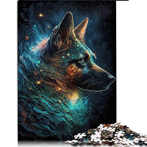 Puzzles für Erwachsene 1000 Teile Deutscher Schäferhund Puzzle für Erwachsene Holzpuzzle Denksportaufgaben für Erwachsene （Größe 50x75cm） von CARGIS