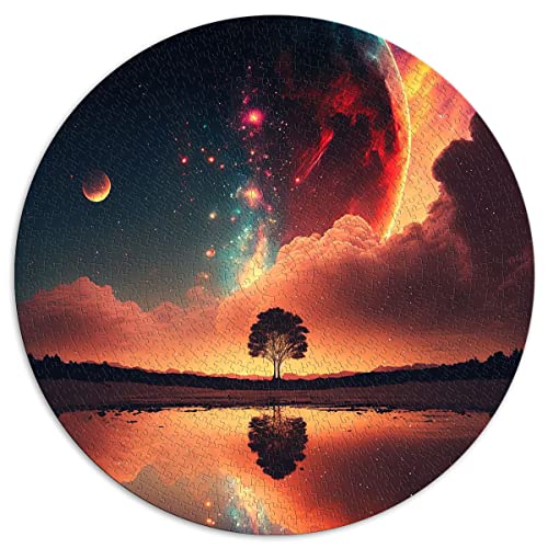 Puzzles für Erwachsene 1000 Teile Dreamy Surreal Sunset Circular Puzzles für Erwachsene und Kinder Kartonpuzzles Dekomprimierendes intellektuelles Lernspielzeug (Größe 67,5 x 67,5 cm) von CARGIS