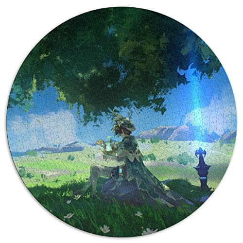 Puzzles für Erwachsene 1000 Teile Genshin Impact Barbatos Runde Puzzles, für Erwachsene und Kinder, Kartonpuzzles Puzzle für Sommerliebhaber (Größe 67,5 x 67,5 cm) von CARGIS