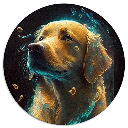 Puzzles für Erwachsene 1000 Teile Golden Retriever Hund Kreispuzzles für Erwachsene und Kinder Kartonpuzzles Lernspiel für Erwachsene Kinder (Größe 67,5 x 67,5 cm) von CARGIS