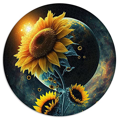 Puzzles für Erwachsene 1000 Teile Universum Sonnenblume Kreative runde Puzzles für Erwachsene und Kinder Papppuzzles Familiendekoration (Größe 67,5 x 67,5 cm) von CARGIS