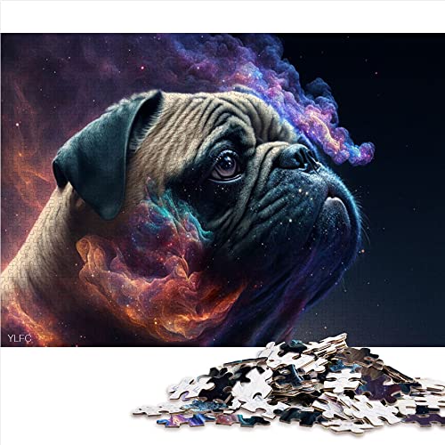 für Erwachsene 1000 Teile Tier Mops Puzzle für Erwachsene Holzpuzzle Fun Puzzles Spiele (Größe 50x75cm) von CARGIS