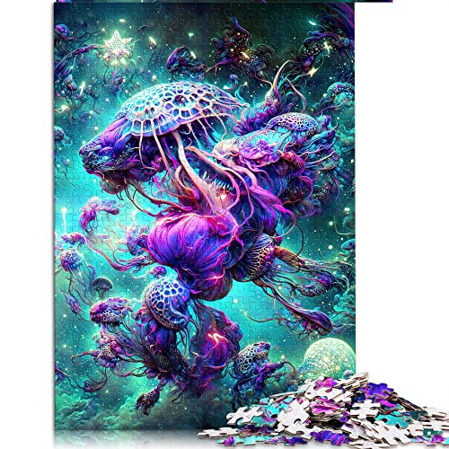 für Erwachsene Puzzles 1000 Teile Puzzles Leuchtender Oktopus Puzzles Holzpuzzles Lernspiele Heimdekorationspuzzle. (Größe 50 x 75 cm) von CARGIS