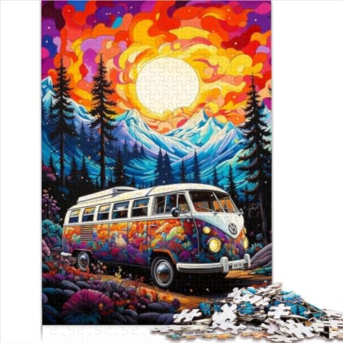 EIN Vintage-Bus, 1000 Teile Puzzle Für Erwachsene, Holzpuzzle Für Erwachsene, 1000 Teile Puzzle, Kindergeschenke (Größe 29.52x19.68 Inch) von CARGUS