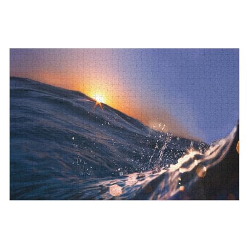 Klassische Puzzle für Erwachsene Teenager Freizeit Spaß Spiel Spielzeug GeeignetSea, Waves, Water Splash, Sun raysLernspielzeug FüR Kinder 75x50Holz von CARGUS