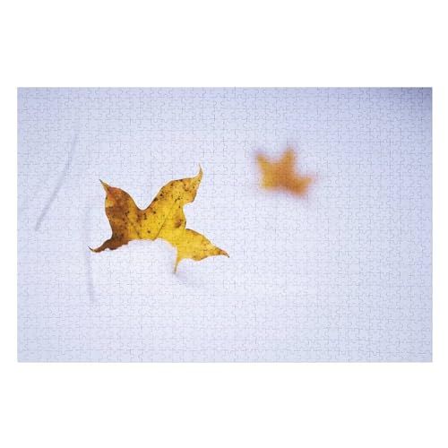 Klassische Puzzle für Erwachsene Teenager Freizeit Spaß Spiel Spielzeug GeeignetYellow Maple Leaf, Snow, winterLernspielzeug FüR Kinder 70x50Papier von CARGUS