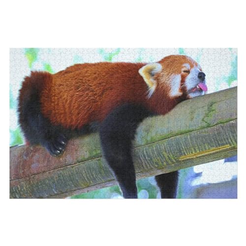 Puzzle für Erwachsene und Kinder ab 14 Jahren, 1000 StüCkRed Panda in Sleeping treeLernspielzeug FüR Kinder 75x50Holz von CARGUS