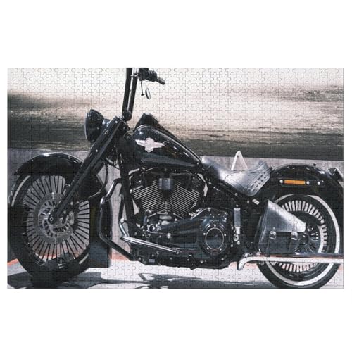 Puzzle für Erwachsene und Kinder ab 14 Jahren, 1000 StüCkSchwarzes Harley-Davidson-MotorradLernspielzeug FüR Kinder 38x26Papier von CARGUS