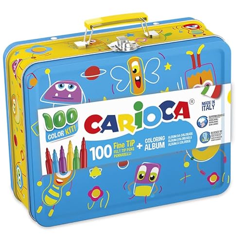 Carioca Super waschbar Fasermaler Set 100er (100 Stk. Joy+ Malbuch (Metallbox) von CARIOCA