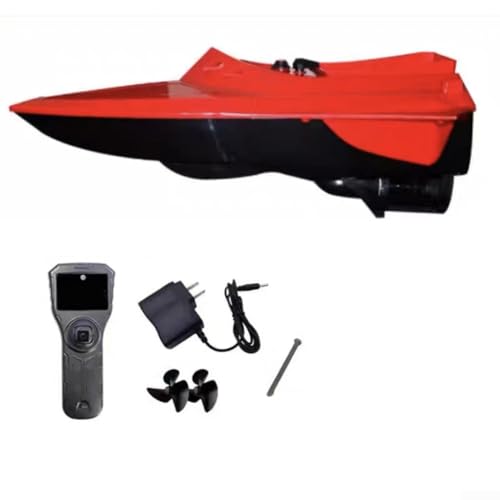 CARMOTTER Ferngesteuertes Boot, Nistbauboot, mit LED-Beleuchtung, Belastung 500 g, für Karpfen, Auto-Navigation, Tempomat für Ozeansee, Karpfenangeln, Rot von CARMOTTER