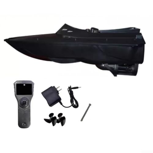 CARMOTTER Ferngesteuertes Boot, Nistbauboot, mit LED-Beleuchtung, Belastung 500 g, für Karpfen, Auto-Navigation, Tempomat für Ozeansee, Karpfenangeln (schwarz) von CARMOTTER