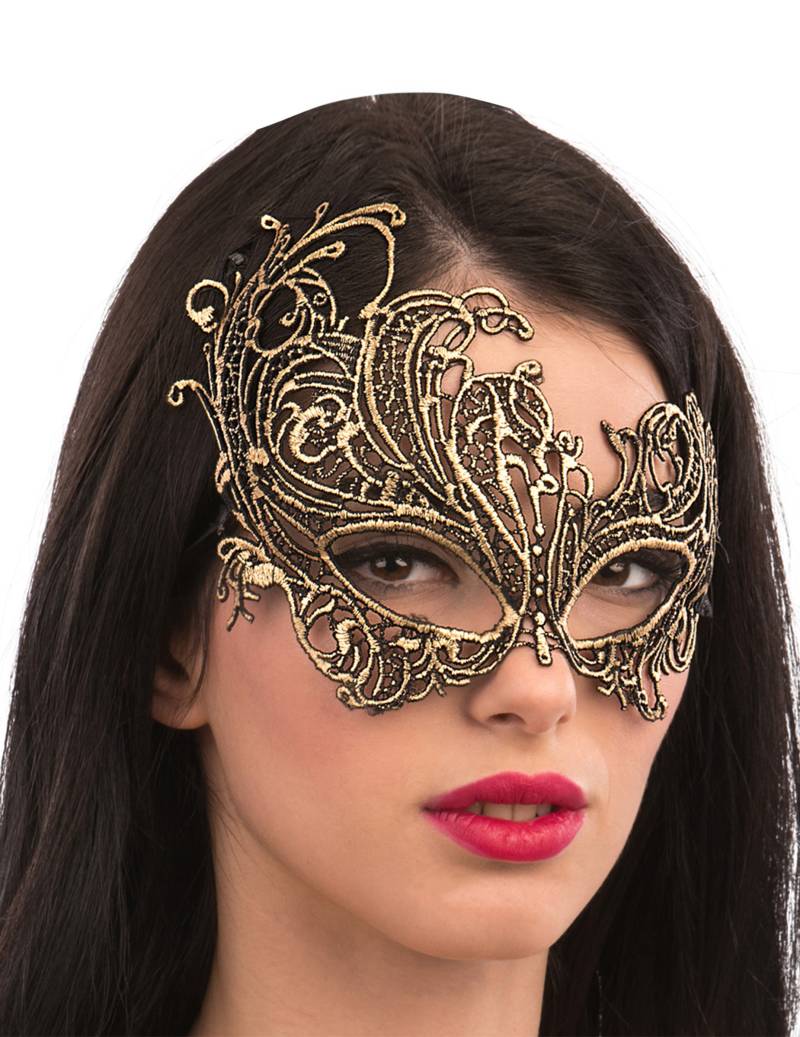 Augenmaske aus Makramee Accessoire gold von CARNIVAL TOYS