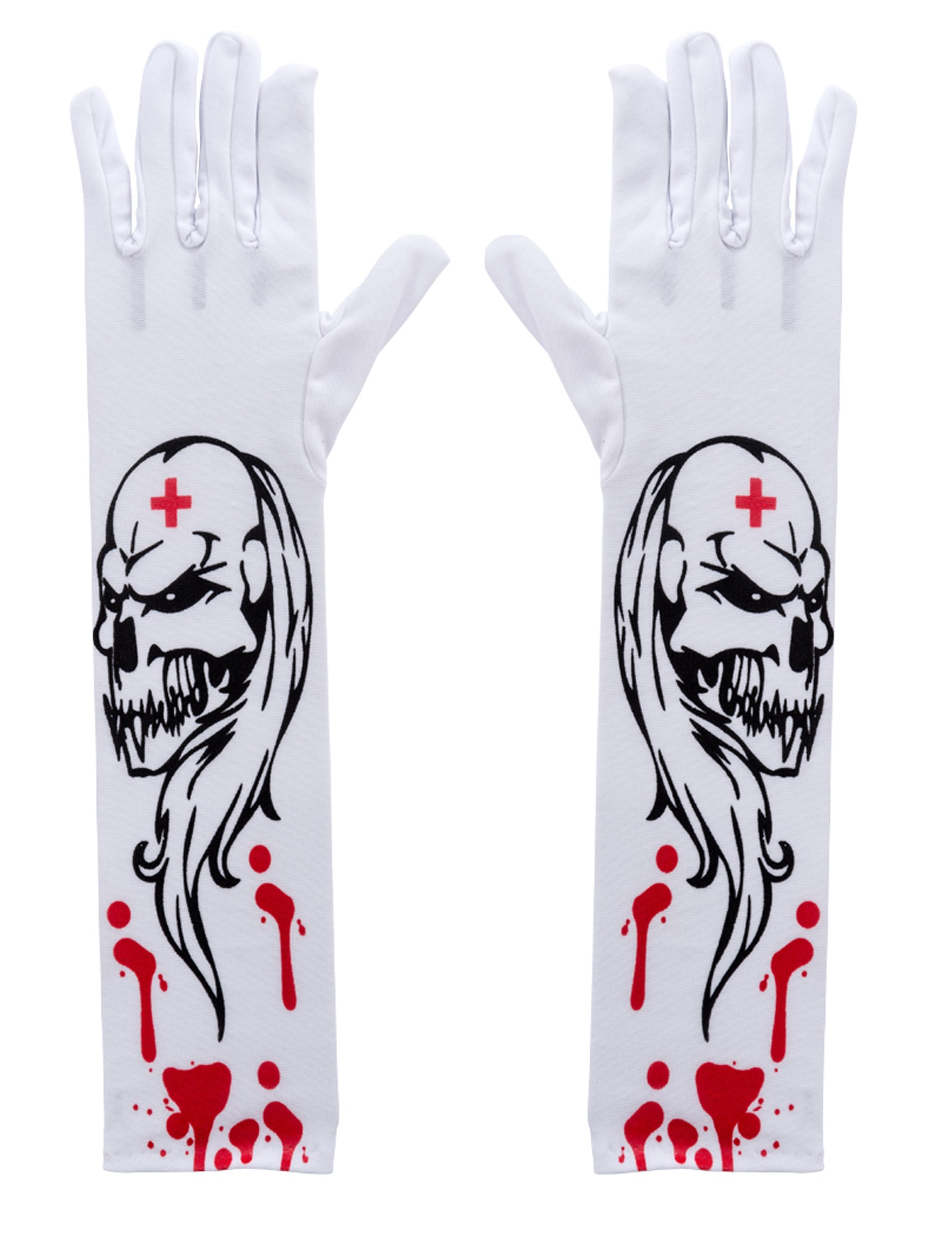 Blutige Zombie-Handschuhe für Erwachsene Weiss von CARNIVAL TOYS