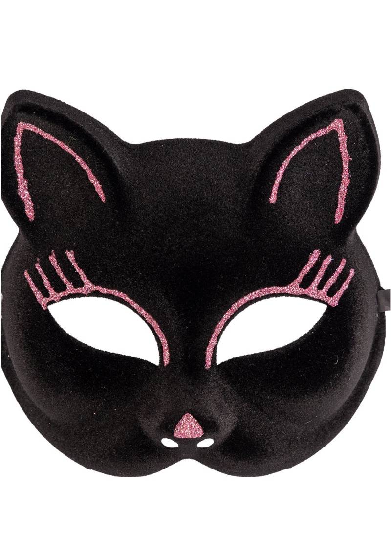 Elegante Katzenmaske für Erwachsene schwarz-pink von CARNIVAL TOYS