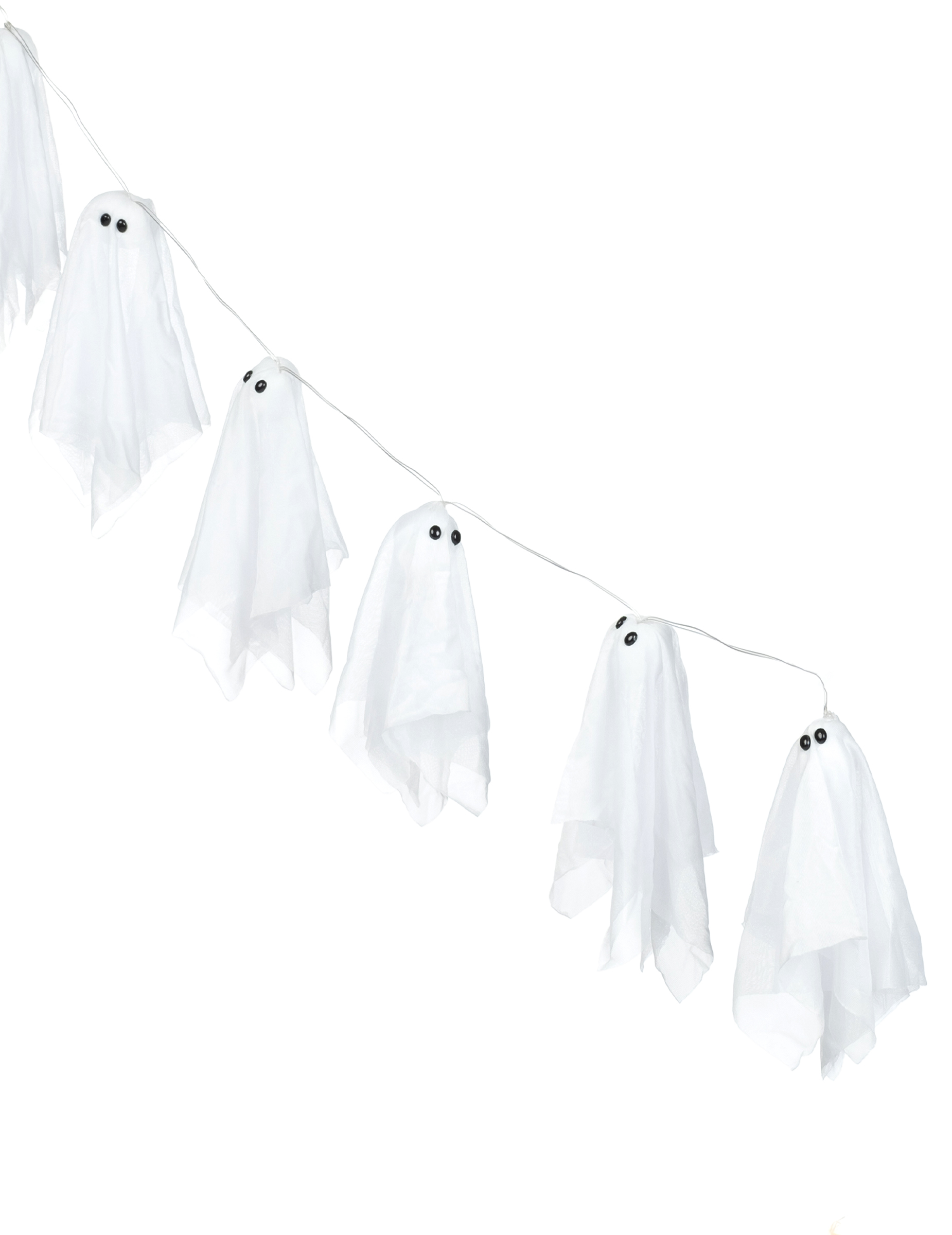 Gespenter-Girlande für Halloween mit Leuchteffekt weiss-bunt 150cm von CARNIVAL TOYS