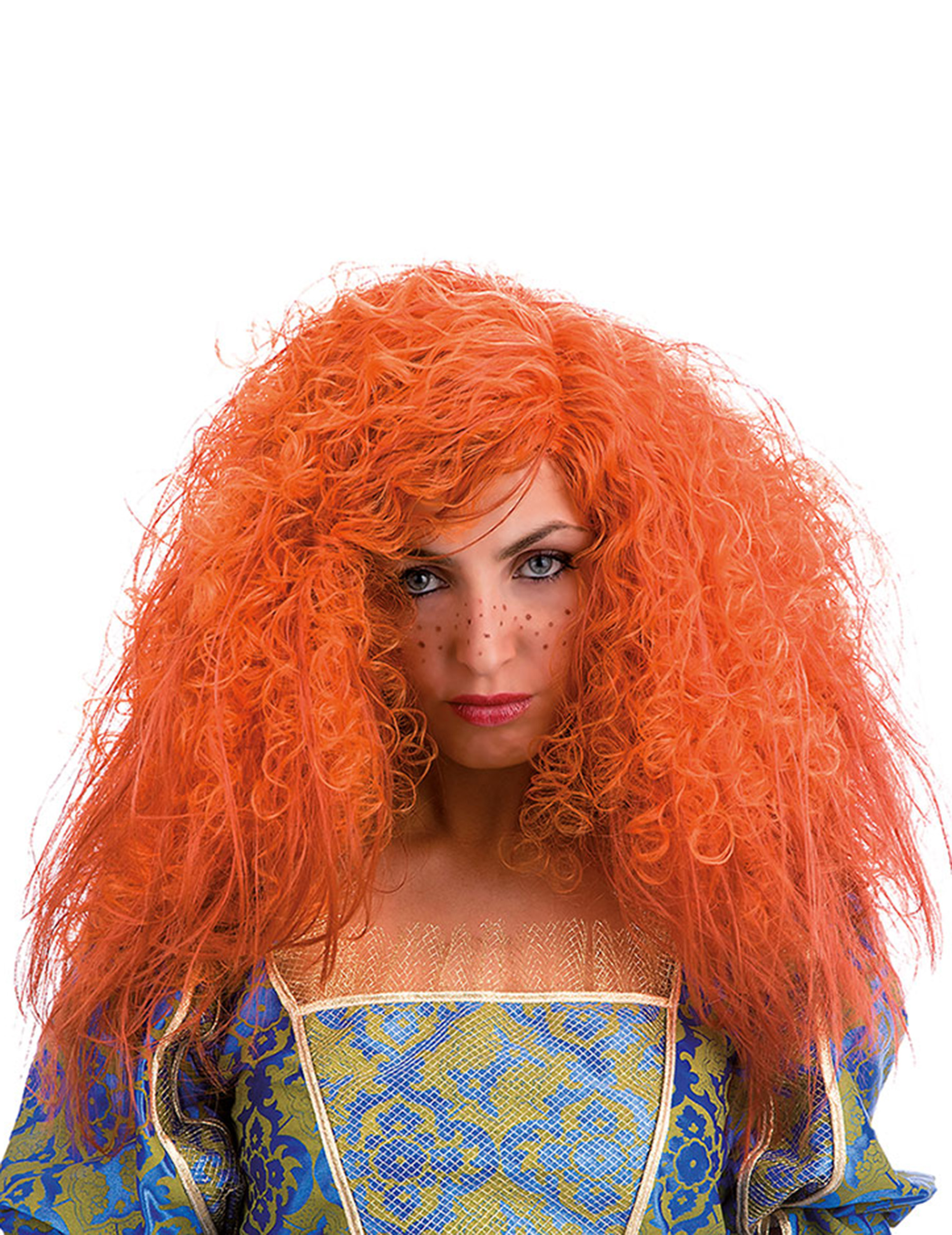 Lockenperücke für Damen orange von CARNIVAL TOYS