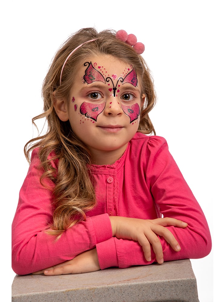 Schmetterlings-Tattoos für Kinder selbstklebend rosa-schwarz von CARNIVAL TOYS