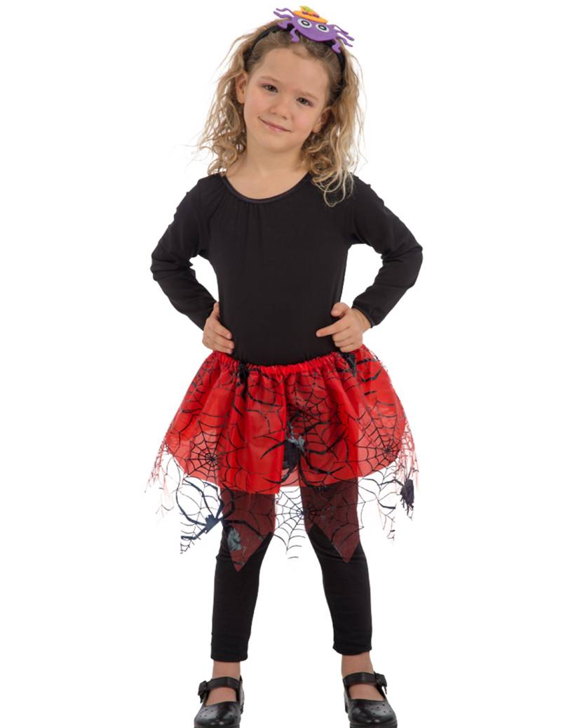 Spinnen-Petticoat für Kinder Halloween-Accessoire rot-schwarz von CARNIVAL TOYS