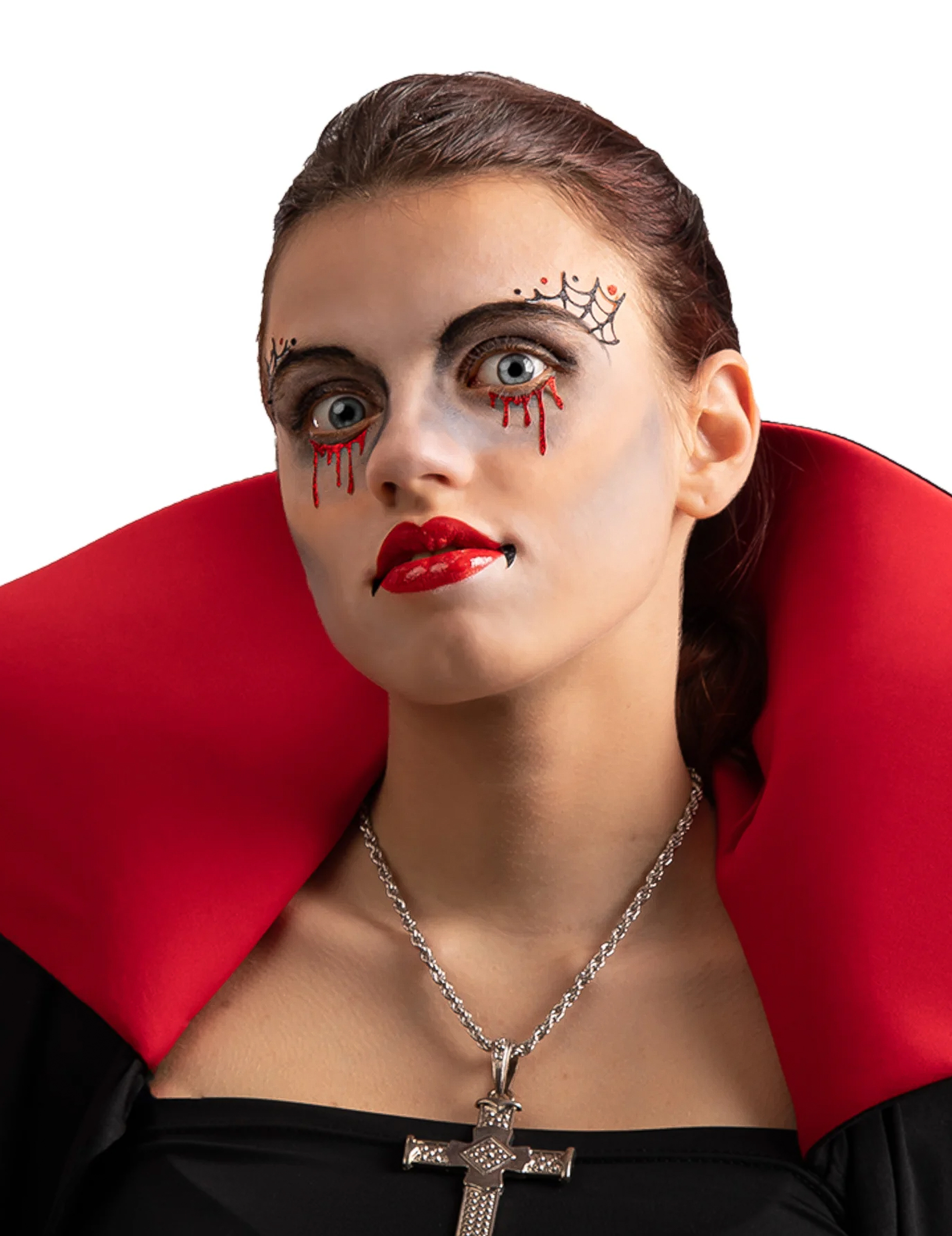 Vampir Make-Up-Set für Erwachsene selbstklebend 3-teilig von CARNIVAL TOYS