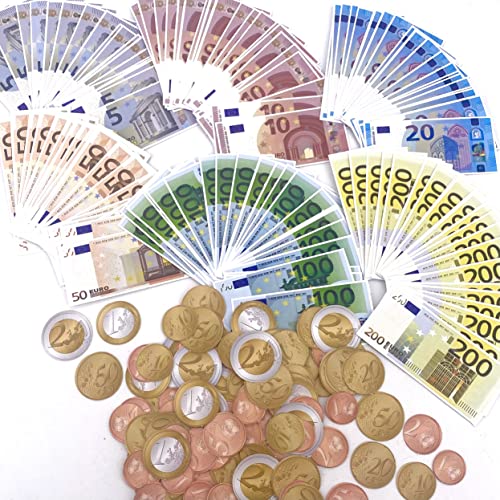 Carpeta Spielgeld Set┃160 Teile: 96 Scheine und 64 Münzen┃für Kaufmannsladen, zum Rechnen und Lernen┃Einkaufsladen┃Deko┃Fast 6.000 als Geld ★ NEU ★ von Carpeta