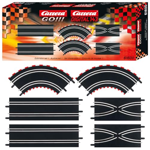 Carrera Ausbauset 1 | 6-teilige Erweiterung für GO!!! Carrerabahnen | Kompatibel mit Carrera GO!!! (Plus) & DIGITAL 143 | 2x Kurven (1/90 Grad), 2x Spurwechsel, 2x Geraden 342 mm von Carrera