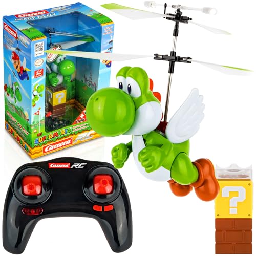 Carrera RC Super Mario™ - Flying Yoshi I ferngesteuerter Elektro-Helikopter ab 8 Jahren I inkl. Fernbedienung & Batterien I Spielzeug für Kinder & Erwachsene I für drinnen & draußen, Grün/Weiß/Schwarz von Carrera