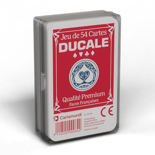 Ducale Origine – Spiel mit 54 Karten – Poker-Spiel, Präsident, Palmito, 8 Amerikaner – zufällige Farbauswahl (blau oder rot) – Kunststoffbox von LA DUCALE