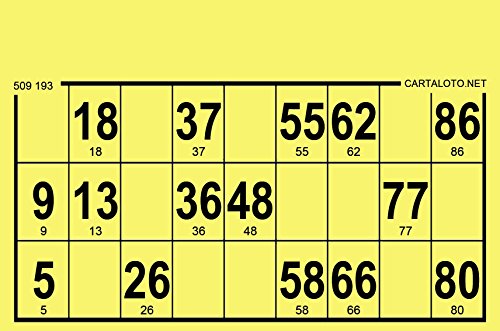 Cartoto-1000 Loto-Kartons, fest, Standardformat, Dicke 1,5 mm, Farbe: Gelb, GTRI1000-01, Mehrfarbig von CARTALOTO