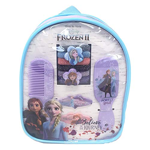 Disney Frozen 10 Stück Haargummis Haarspangen Haarbürste mit Rucksack von CARTOON