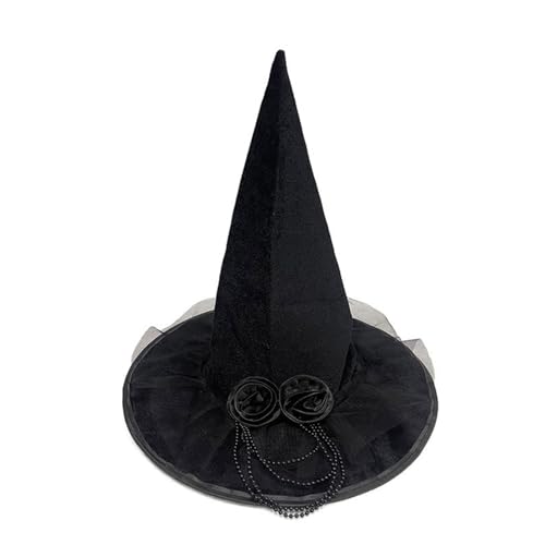 CASNO Bezaubernder schwarzer Hut mit feinen Verzierungen, Halloween-Thema, Damen-Accessoires, stilvolle Dekoration für Verkleidungspartys, bequeme Dekoration von CASNO