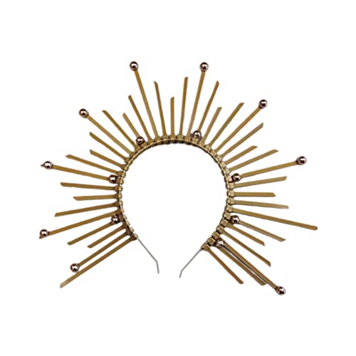 Goldkronen Haarbänder Cosplay Kopfschmuck Kronen Party Halloween Kostüm fünfzackiger Stern Rund Stirnband Kronen Kopfschnalle Haarband Haarschmuck von CASNO