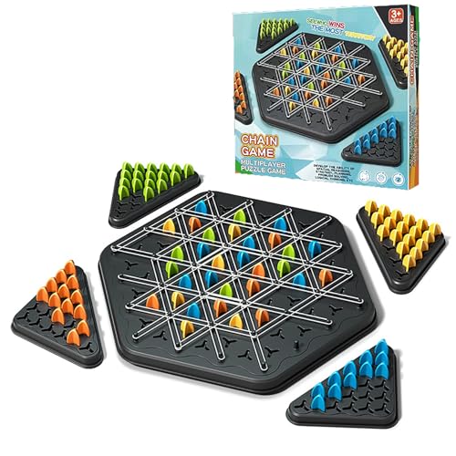 Outsmarted-Brettspiel, Kettenschach-Desktop-Puzzlespiel, Kettendreieck-Schachspiel, Pädagogisches Brettspiel Für Erwachsene Und Kinder, Strategie-Brettspiel Für 2 Bis 4 Spieler von CASOME