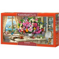 CASTORLAND C-400263-2 Summer Flowers and Cup of Tea, Puzzle 4000 Teile von CASTORLAND