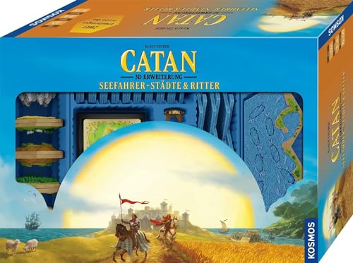 KOSMOS 683337 CATAN 3D Erweiterung - Seefahrer + Städte & Ritter, Erweiterung zur CATAN 3D Edition für 3-4 Personen ab 10 Jahre, 2in1 Box, nur spielbar mit CATAN 3D von KOSMOS