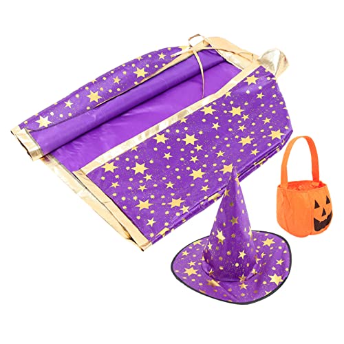 CATIEBYE Kostüm Jungen und Mädchen Stern Umhang Kürbis Tasche Halloween Cosplay Umhang Hut Tasche von CATIEBYE