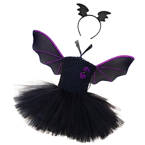 CATIEBYE 1 Set Halloween Kostü Fledermaus Flügel Kleidungsset Für ädchen Mit Tüllrock Kopfschmuck Und Flügeln Ideal Für Fasching Karneval Und Mottopartys Größen 80 von CATIEBYE