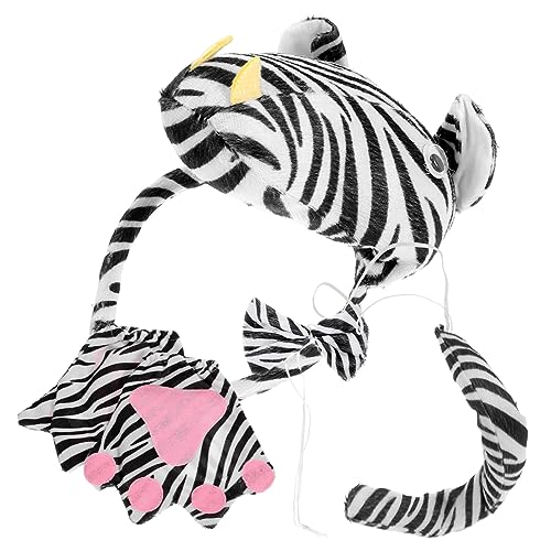 CATIEBYE 1 Set Halloween Zebra Stirnband Zebra Zubehör Damen Zebra Kostümzubehör Zebra Ohr Stirnband Zebraschwanz Tierkostüm Erwachsene Halloween Kostüme Für Stoff von CATIEBYE