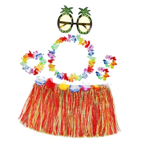 CATIEBYE 1 Set Hawaiianischer Hula Anzug Hawaiianisches Outfit Hawaiianische Kostüme Hula Grasrock Dekorativer Strohrock Partybedarf Strohrock Für Festivals Hawaiianischer von CATIEBYE