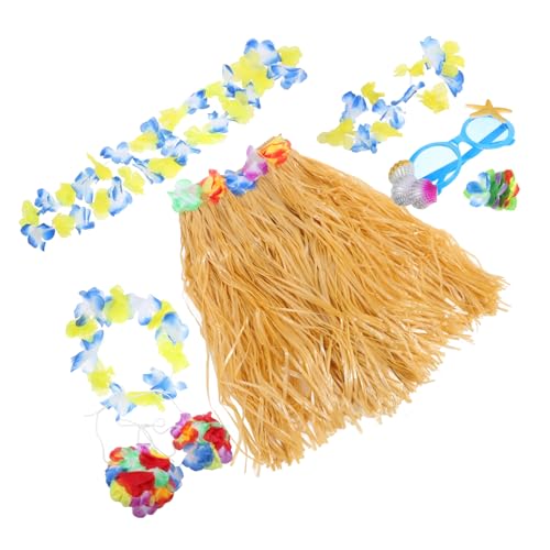 CATIEBYE 1 Set Hawaiianischer Hula Hawaii Grasrock Für Damen Hawaiianische Kleider Hula Röcke Für Frauen Hula Röcke Für Luau Party Luau Sonnenbrille Hawaii Partydekorationen Hawaii von CATIEBYE