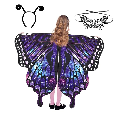 CATIEBYE 1 Set Polyester Cosplay Kostüm Schmetterlingsschal Nymphe Pixie Dress Up Schmetterlingsflügel Für Mädchen von CATIEBYE