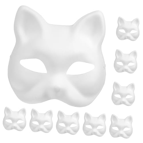 CATIEBYE 10 Stück Katzenmasken Leere Masken Für Maskerade Abschlussball Cosplay Und Tierpartys DIY Partymasken Für Erwachsene Und Kinder von CATIEBYE